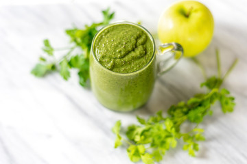 Closeup of green smoothie