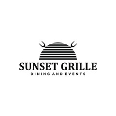 Fototapeta na wymiar Sunset grill logo for restaurant