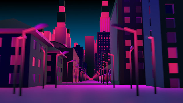 Jazz art colorful 3D cityscape architecture design city street - 3D graphic illustration rendering © immimagery
