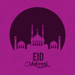 eid mubarak design with mosque silhouette