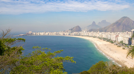 Aerial view of Copacabana beach in Rio de Janeiro Brazil