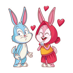 Cute easter bunny happy friends