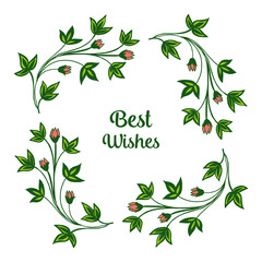 Vector illustration various pattern leaf floral frame for template best wishes