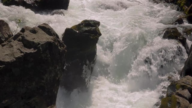 Rushing And Raging White River Waterfall With Large Rocks Moulton Falls Washington Nature, 4k