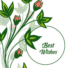 Vector illustration pattern art green leafy flower frame for lettering best wishes