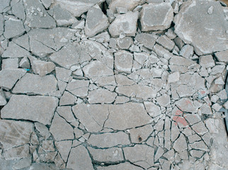 broken road texture in city