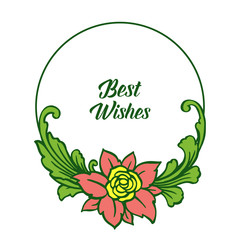 Vector illustration colorful bouqet frames blooms for best wishes text
