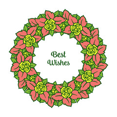 Vector illustration crowd of wreath frame for letter best wishes