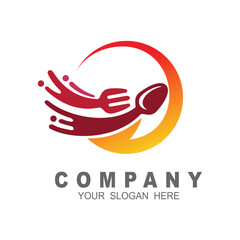 Fast arrow with spoon and fork logo vector