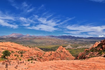 Views from the Lower Sand Cove trail to the Vortex formation, by Snow Canyon State Park in the Red Cliffs National Conservation Area, by Gunlock and St George, Utah, United States. 