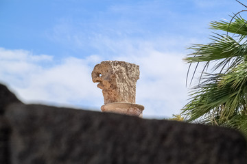 Top of ruined column at archaeological park of Beit She'an
