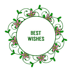Vector illustration leaf floral wreath design element with greeting card best wishes