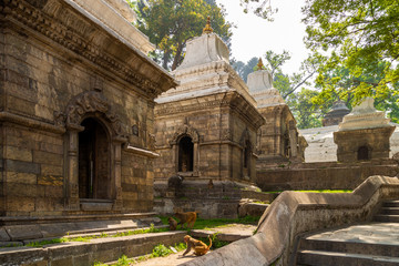 The Pandra Shivalaya located on Bagmati river opposite Pashupatinath Temple in Kathmandu, Nepal