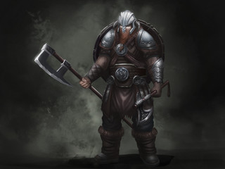 Fantasy Norse Viking. Warrior Character Design. Realistic Illustration. Video Game Digital CG Artwork.