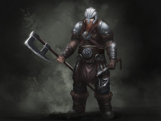Fantasy Norse Viking. Warrior Character Design. Realistic Illustration. Video Game Digital CG Artwork.