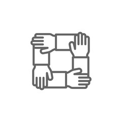 Teamwork hands outline icon. Elements of Business illustration line icon. Signs and symbols can be used for web, logo, mobile app, UI, UX