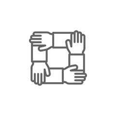 Teamwork hands outline icon. Elements of Business illustration line icon. Signs and symbols can be used for web, logo, mobile app, UI, UX