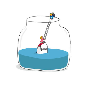 cool topview isolated character illustration white blue home