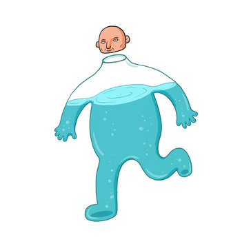 toy man isolated character illustration white walk water