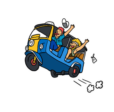 tuktuk thailand isolated character illustration white