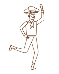 man farmer dancing with straw hat