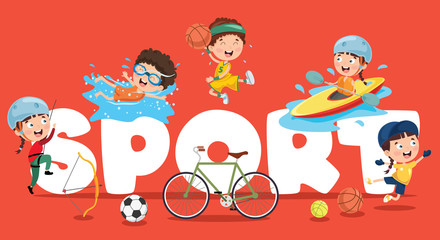 Vector Illustration Of Children Sport Background