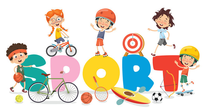 Vector Illustration Of Children Sport Background