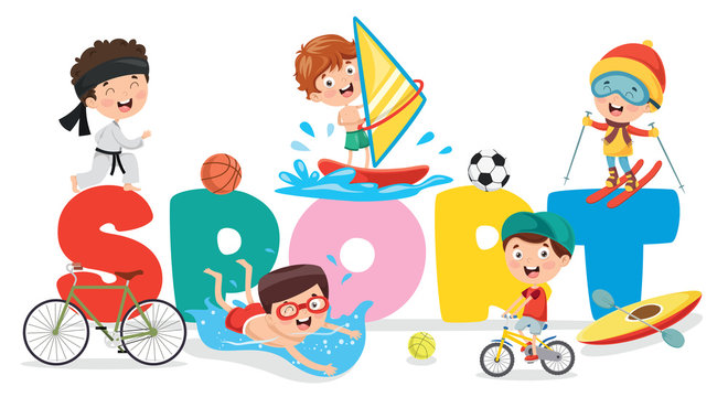 Vector Illustration Of Children Sport Background