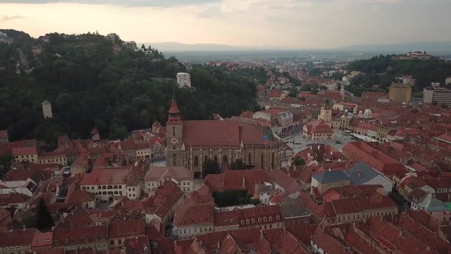 Aerial video of Brasov in Transylvania Romania