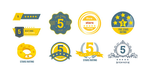 Different types of 5 stars rating. Concept of feedback, reviews, notifications.