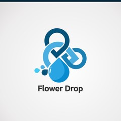 flower drop with splash logo vector, icon, element, and template for business