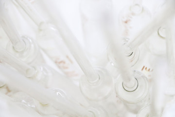 laboratory glassware background in LAB.