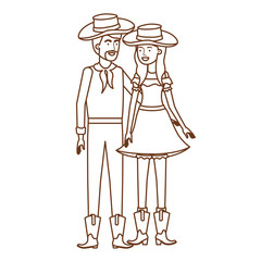 farmers couple talking with straw hat