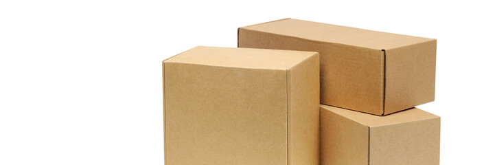 Cardboard boxes for goods on a white background. Different size. Isolated on white background.