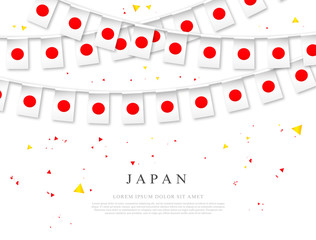 Garland of Japanese flags. Japan's Independence Day.