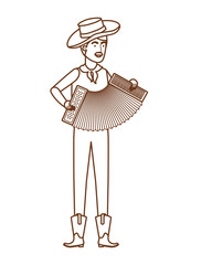 farmer man with musical instrument