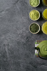 Variety of matcha tea