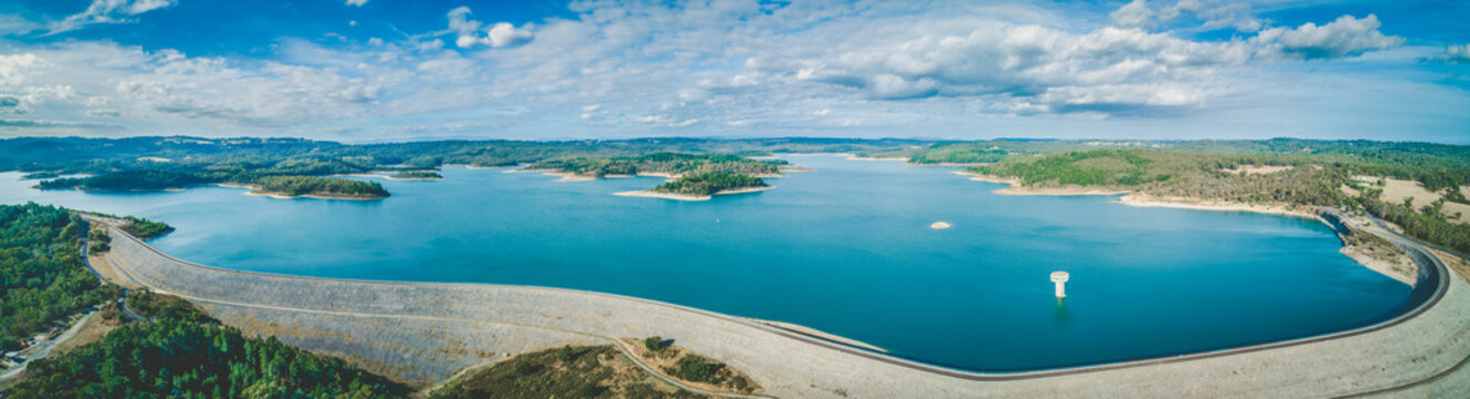Cardinia Reservoir Lake - aerial panoramic landscape