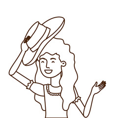 farmer woman with straw hat