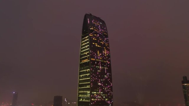 night illumination shenzhen city famous building top aerial panorama 4k china