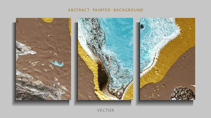 Trend vector. Set of abstract painted background, flyer, business card, brochure, poster. Liquid marble. 