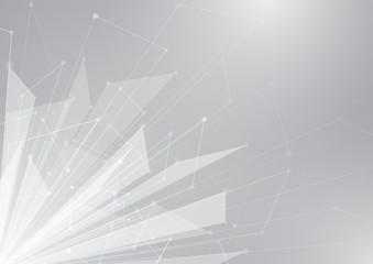 Abstract triangle shape bright white color on grey background,vector illustration.