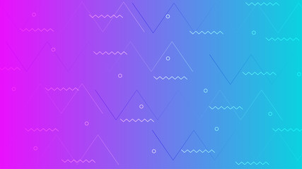 Abstract geometric elements on purple and blue gradient background.