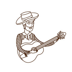 farmer man with musical instrument