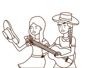 farmers women with musical instrument
