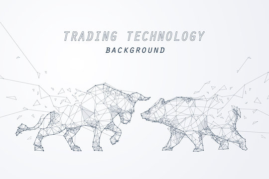 Wire frame bearish and bullish trend, technology trading for stock market