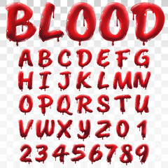 Translucent bloody alphabet isolated on transparent background - 266657434