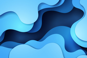 Paper art of dynamic blue abstract background design