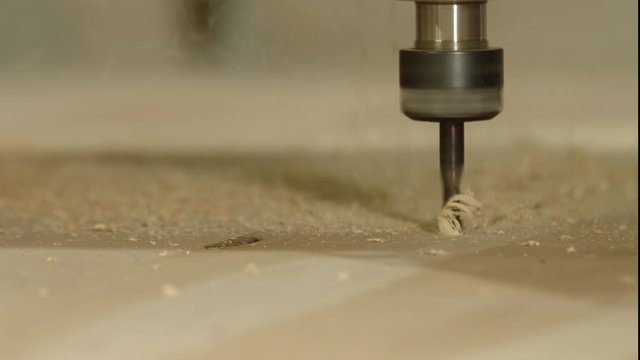 Closeup of a CNC woodworking machine