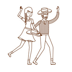 farmers couple dancing with straw hat